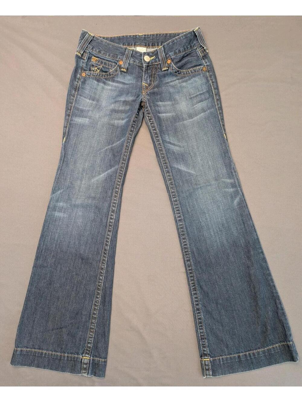 True Religion Candice Jeans Womens 29 Made USA Flare Wide Leg Denim Y2K